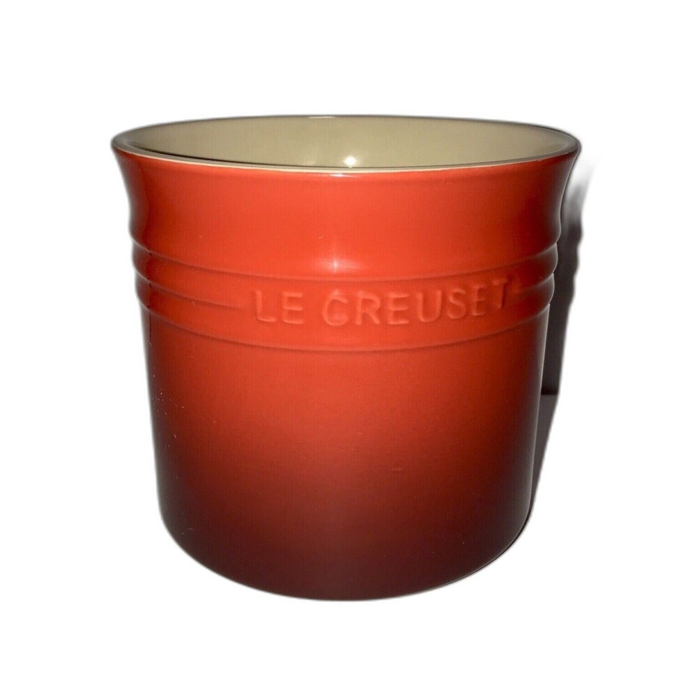 Le Creuset Kitchen Utensil Holder Crock 2.3L Cerise Red Stoneware Large 2-3/4 qt